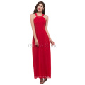 Ocidentais Mulheres Slim Fit Long Chiffon Red Backless Fashion Prom Dress 4 Tamanho XS ~ L CL5707-2 #